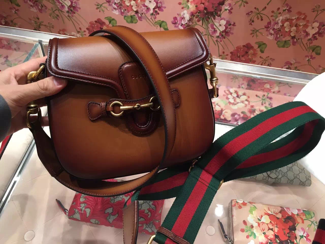 Gucci Lady Web Brown Leather Shoulder Bag 380573 B012A 2574